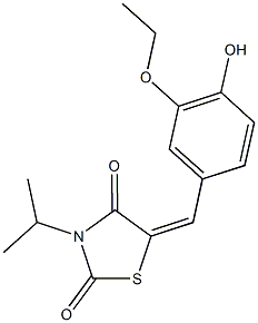 5-(3-ethoxy-4-hydroxybenzylidene)-3-isopropyl-1,3-thiazolidine-2,4-dione Struktur