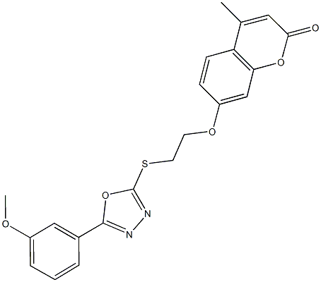 7-(2-{[5-(3-methoxyphenyl)-1,3,4-oxadiazol-2-yl]sulfanyl}ethoxy)-4-methyl-2H-chromen-2-one Struktur