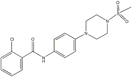 2-chloro-N-{4-[4-(methylsulfonyl)-1-piperazinyl]phenyl}benzamide Struktur