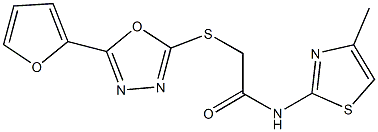 2-{[5-(2-furyl)-1,3,4-oxadiazol-2-yl]sulfanyl}-N-(4-methyl-1,3-thiazol-2-yl)acetamide Struktur