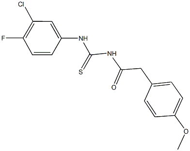 N-(3-chloro-4-fluorophenyl)-N'-[(4-methoxyphenyl)acetyl]thiourea Struktur