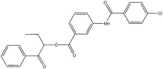 1-benzoylpropyl 3-[(4-chlorobenzoyl)amino]benzoate Struktur