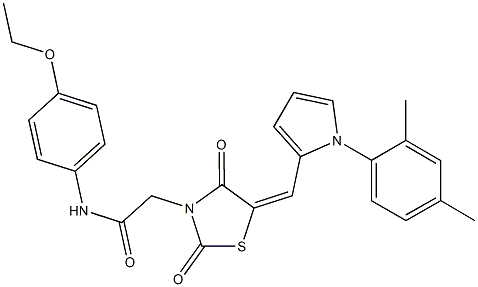 2-(5-{[1-(2,4-dimethylphenyl)-1H-pyrrol-2-yl]methylene}-2,4-dioxo-1,3-thiazolidin-3-yl)-N-(4-ethoxyphenyl)acetamide Struktur