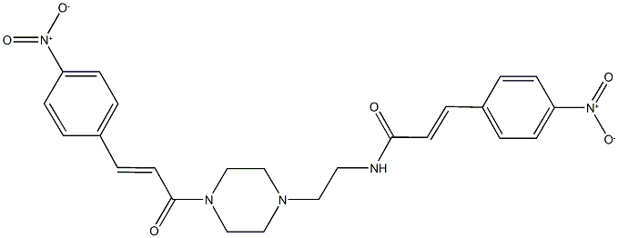 3-{4-nitrophenyl}-N-{2-[4-(3-{4-nitrophenyl}acryloyl)-1-piperazinyl]ethyl}acrylamide Struktur