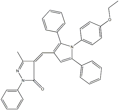 4-{[1-(4-ethoxyphenyl)-2,5-diphenyl-1H-pyrrol-3-yl]methylene}-5-methyl-2-phenyl-2,4-dihydro-3H-pyrazol-3-one Struktur