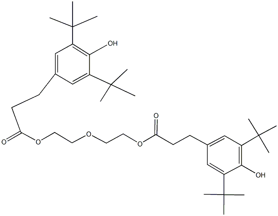 2-(2-{[3-(3,5-ditert-butyl-4-hydroxyphenyl)propanoyl]oxy}ethoxy)ethyl 3-(3,5-ditert-butyl-4-hydroxyphenyl)propanoate Struktur