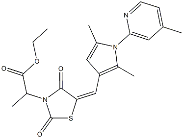 ethyl 2-(5-{[2,5-dimethyl-1-(4-methyl-2-pyridinyl)-1H-pyrrol-3-yl]methylene}-2,4-dioxo-1,3-thiazolidin-3-yl)propanoate Struktur