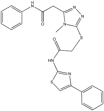 2-{[5-(2-anilino-2-oxoethyl)-4-methyl-4H-1,2,4-triazol-3-yl]sulfanyl}-N-(4-phenyl-1,3-thiazol-2-yl)acetamide Struktur