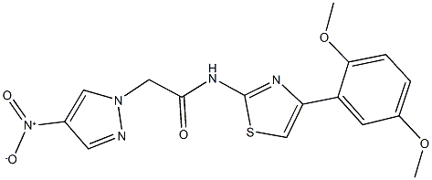 N-[4-(2,5-dimethoxyphenyl)-1,3-thiazol-2-yl]-2-{4-nitro-1H-pyrazol-1-yl}acetamide Struktur