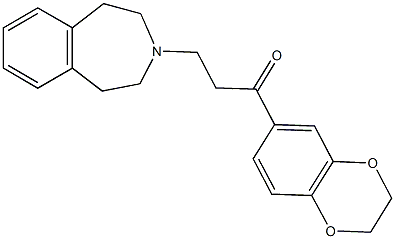 1-(2,3-dihydro-1,4-benzodioxin-6-yl)-3-(1,2,4,5-tetrahydro-3H-3-benzazepin-3-yl)-1-propanone Struktur