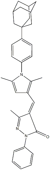 4-({1-[4-(1-adamantyl)phenyl]-2,5-dimethyl-1H-pyrrol-3-yl}methylene)-5-methyl-2-phenyl-2,4-dihydro-3H-pyrazol-3-one Struktur