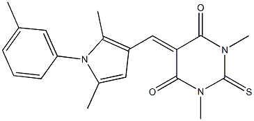 5-{[2,5-dimethyl-1-(3-methylphenyl)-1H-pyrrol-3-yl]methylene}-1,3-dimethyl-2-thioxodihydro-4,6(1H,5H)-pyrimidinedione Struktur