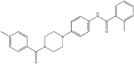 2-methyl-N-{4-[4-(4-methylbenzoyl)-1-piperazinyl]phenyl}benzamide Struktur