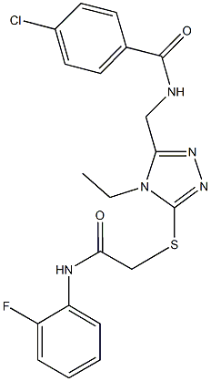 4-chloro-N-[(4-ethyl-5-{[2-(2-fluoroanilino)-2-oxoethyl]sulfanyl}-4H-1,2,4-triazol-3-yl)methyl]benzamide Struktur