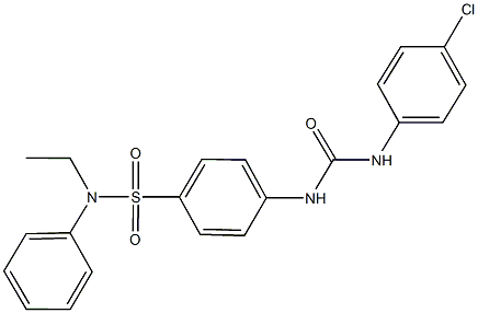 4-{[(4-chloroanilino)carbonyl]amino}-N-ethyl-N-phenylbenzenesulfonamide Struktur