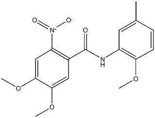 2-nitro-4,5-dimethoxy-N-(2-methoxy-5-methylphenyl)benzamide Struktur