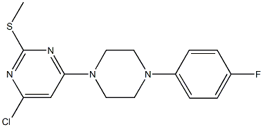 4-chloro-6-[4-(4-fluorophenyl)-1-piperazinyl]-2-(methylsulfanyl)pyrimidine Struktur