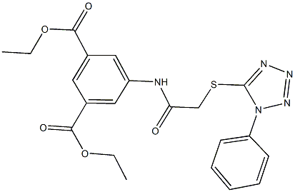 diethyl 5-({[(1-phenyl-1H-tetraazol-5-yl)sulfanyl]acetyl}amino)isophthalate Struktur