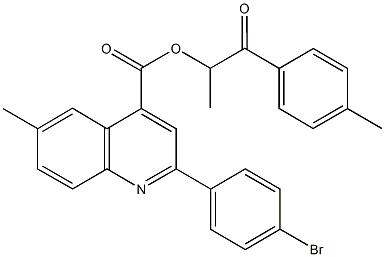 1-methyl-2-(4-methylphenyl)-2-oxoethyl 2-(4-bromophenyl)-6-methyl-4-quinolinecarboxylate Struktur