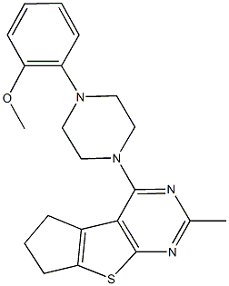 4-[4-(2-methoxyphenyl)-1-piperazinyl]-2-methyl-6,7-dihydro-5H-cyclopenta[4,5]thieno[2,3-d]pyrimidine Struktur