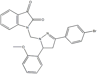 1-({3-(4-bromophenyl)-5-[2-(methyloxy)phenyl]-4,5-dihydro-1H-pyrazol-1-yl}methyl)-1H-indole-2,3-dione Struktur