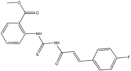 methyl 2-[({[3-(4-fluorophenyl)acryloyl]amino}carbothioyl)amino]benzoate Struktur