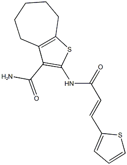 2-{[3-(2-thienyl)acryloyl]amino}-5,6,7,8-tetrahydro-4H-cyclohepta[b]thiophene-3-carboxamide Struktur