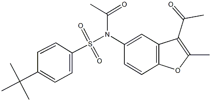 N-acetyl-N-(3-acetyl-2-methyl-1-benzofuran-5-yl)-4-tert-butylbenzenesulfonamide Struktur