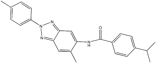 4-isopropyl-N-[6-methyl-2-(4-methylphenyl)-2H-1,2,3-benzotriazol-5-yl]benzamide Struktur