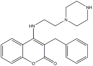 3-benzyl-4-{[2-(1-piperazinyl)ethyl]amino}-2H-chromen-2-one Struktur