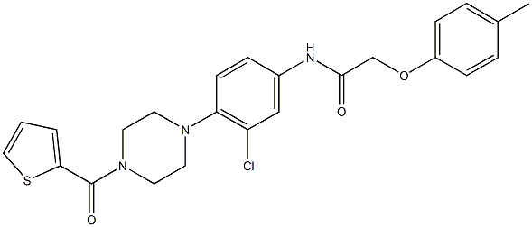 N-{3-chloro-4-[4-(2-thienylcarbonyl)-1-piperazinyl]phenyl}-2-(4-methylphenoxy)acetamide Struktur