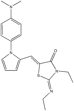 5-({1-[4-(dimethylamino)phenyl]-1H-pyrrol-2-yl}methylene)-3-ethyl-2-(ethylimino)-1,3-thiazolidin-4-one Struktur