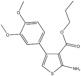 propyl 2-amino-4-(3,4-dimethoxyphenyl)-3-thiophenecarboxylate Struktur