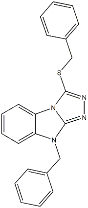 9-benzyl-3-(benzylsulfanyl)-9H-[1,2,4]triazolo[4,3-a]benzimidazole Struktur