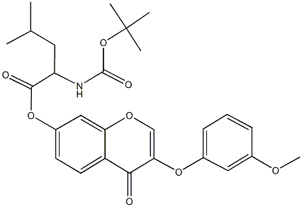 3-(3-methoxyphenoxy)-4-oxo-4H-chromen-7-yl 2-[(tert-butoxycarbonyl)amino]-4-methylpentanoate Struktur