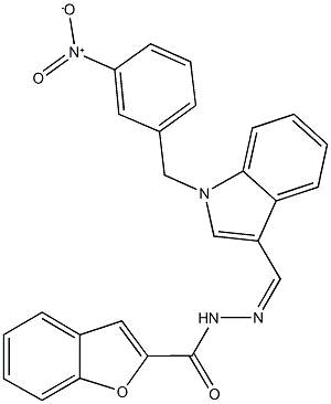 N'-[(1-{3-nitrobenzyl}-1H-indol-3-yl)methylene]-1-benzofuran-2-carbohydrazide Struktur