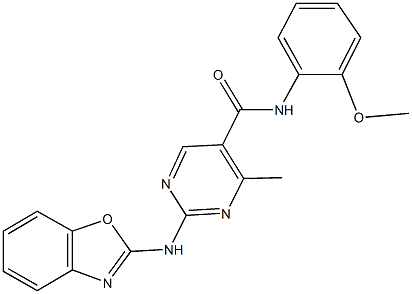 2-(1,3-benzoxazol-2-ylamino)-N-(2-methoxyphenyl)-4-methyl-5-pyrimidinecarboxamide Struktur