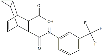 7-{[3-(trifluoromethyl)anilino]carbonyl}tricyclo[3.2.2.0~2,4~]non-8-ene-6-carboxylic acid Struktur