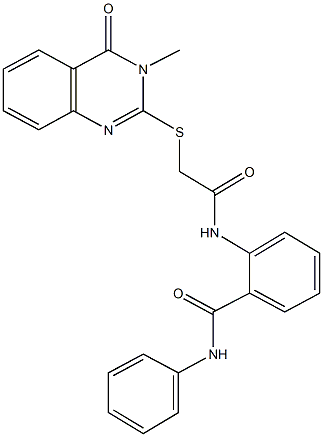 2-({[(3-methyl-4-oxo-3,4-dihydro-2-quinazolinyl)sulfanyl]acetyl}amino)-N-phenylbenzamide Struktur