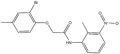 2-(2-bromo-4-methylphenoxy)-N-{3-nitro-2-methylphenyl}acetamide Struktur