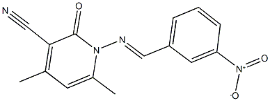 1-({3-nitrobenzylidene}amino)-4,6-dimethyl-2-oxo-1,2-dihydropyridine-3-carbonitrile Struktur