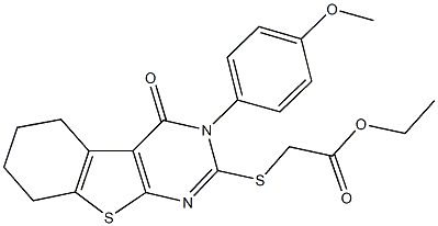 ethyl {[3-(4-methoxyphenyl)-4-oxo-3,4,5,6,7,8-hexahydro[1]benzothieno[2,3-d]pyrimidin-2-yl]sulfanyl}acetate Struktur