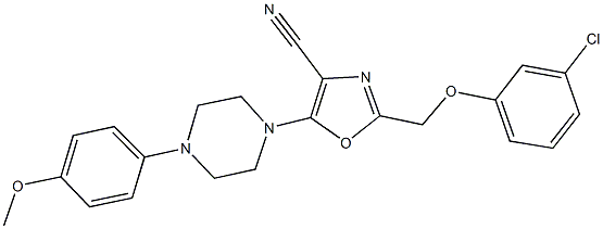 2-[(3-chlorophenoxy)methyl]-5-[4-(4-methoxyphenyl)-1-piperazinyl]-1,3-oxazole-4-carbonitrile Struktur