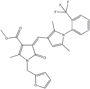 methyl 4-({2,5-dimethyl-1-[2-(trifluoromethyl)phenyl]-1H-pyrrol-3-yl}methylene)-1-(2-furylmethyl)-2-methyl-5-oxo-4,5-dihydro-1H-pyrrole-3-carboxylate Struktur