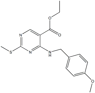 ethyl 4-[(4-methoxybenzyl)amino]-2-(methylsulfanyl)-5-pyrimidinecarboxylate Struktur