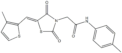 N-(4-methylphenyl)-2-{5-[(3-methyl-2-thienyl)methylene]-2,4-dioxo-1,3-thiazolidin-3-yl}acetamide Struktur