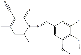 4,6-dimethyl-2-oxo-1-[(3,4,5-trimethoxybenzylidene)amino]-1,2-dihydropyridine-3-carbonitrile Struktur