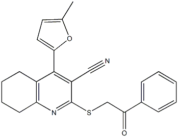 4-(5-methyl-2-furyl)-2-[(2-oxo-2-phenylethyl)sulfanyl]-5,6,7,8-tetrahydro-3-quinolinecarbonitrile Struktur