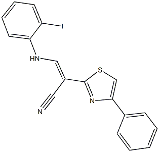 3-(2-iodoanilino)-2-(4-phenyl-1,3-thiazol-2-yl)acrylonitrile Struktur