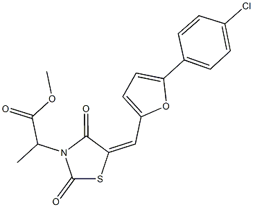 methyl 2-(5-{[5-(4-chlorophenyl)-2-furyl]methylene}-2,4-dioxo-1,3-thiazolidin-3-yl)propanoate Struktur